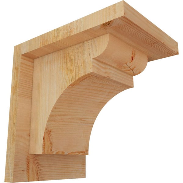 Ekena Millwork 6 in. x 8 in. x 8 in. Douglas Fir Yorktown Rough Sawn Corbel with Backplate