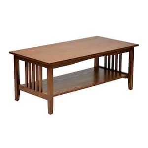 Sierra 41 in. Oak Wood Large Rectangle Wood Coffee Table with Shelf