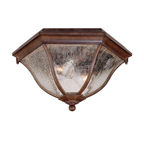 Acclaim Lighting Flushmount Collection Ceiling-Mount 2-Light Burled Walnut Outdoor Light Fixture