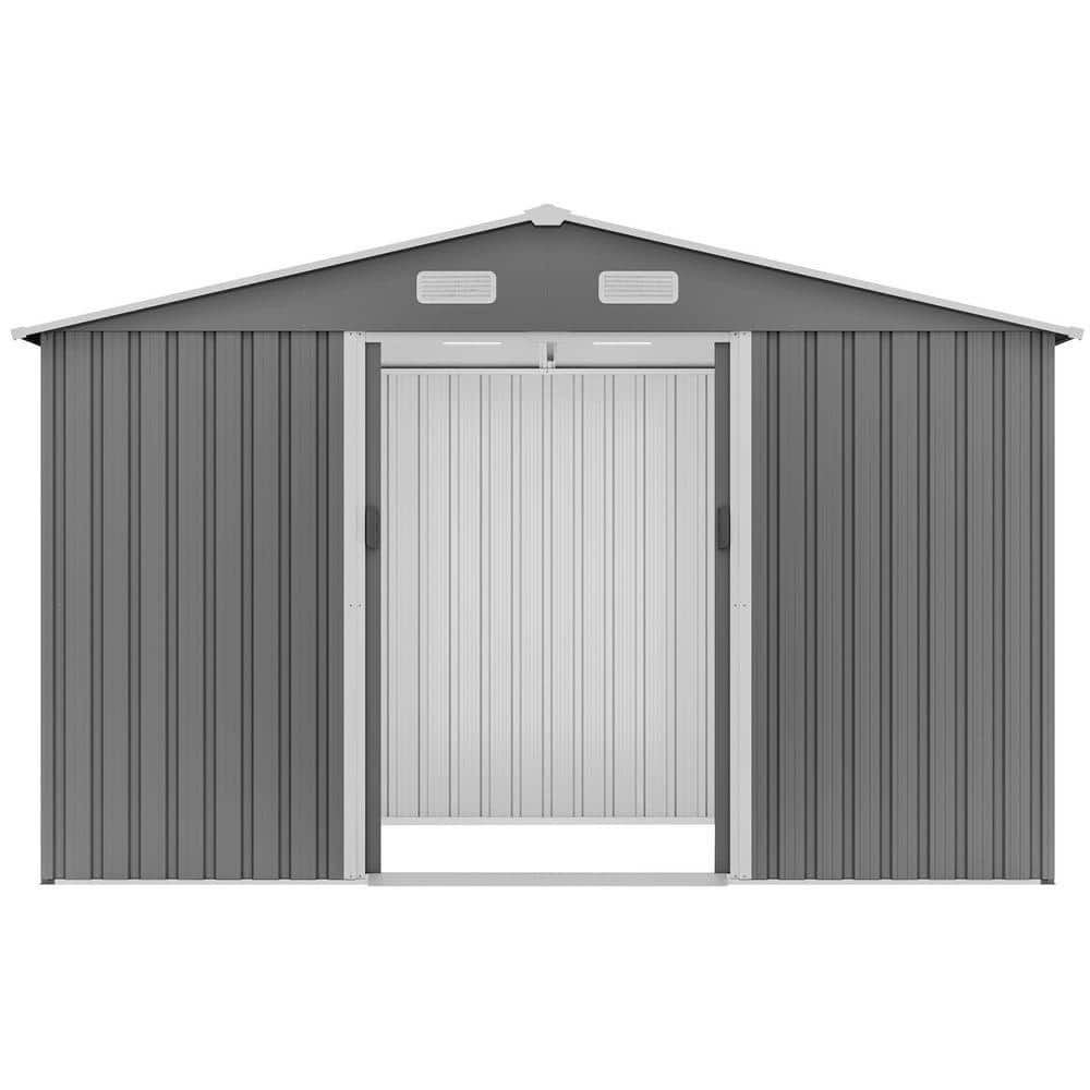 10 ft. W x 8 ft. D Metal Shed with Sliding Doors and Padlock in