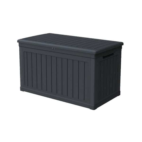 230 Gal. Black Resin Storage Deck Box for Outdoor Indoor-Upgrade