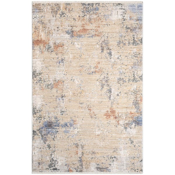 Nourison Abstract Hues Beige doormat 3 ft. x 4 ft. Abstract Contemporary Area Rug