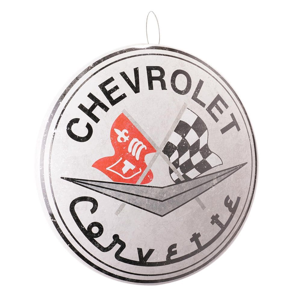 "Dome Shaped Metal Wall Art Sign-Mancave, Garage, Game Room, Mechanic Shop (Chevy Corvette)Red/Black/Grey, 15"" H x 15"" L" price history on PriceWatchPro