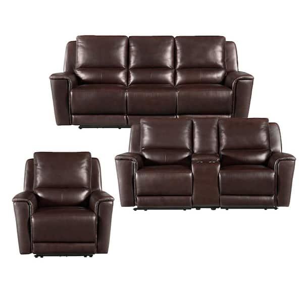 Tasso 3-Piece Charcoal Polyester Sofa, Loveseat, Recliner Living Room Set