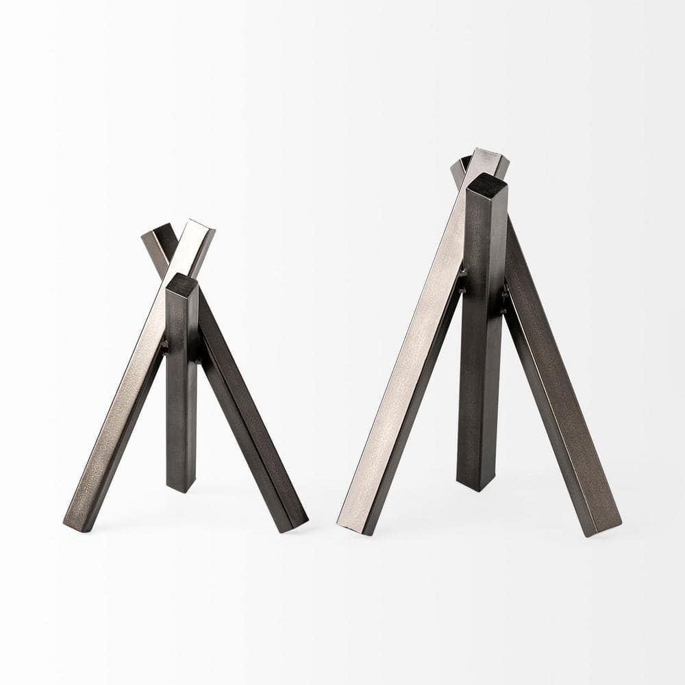 Bastian Large Gunmetal Gray Abstract Metal Sculpture