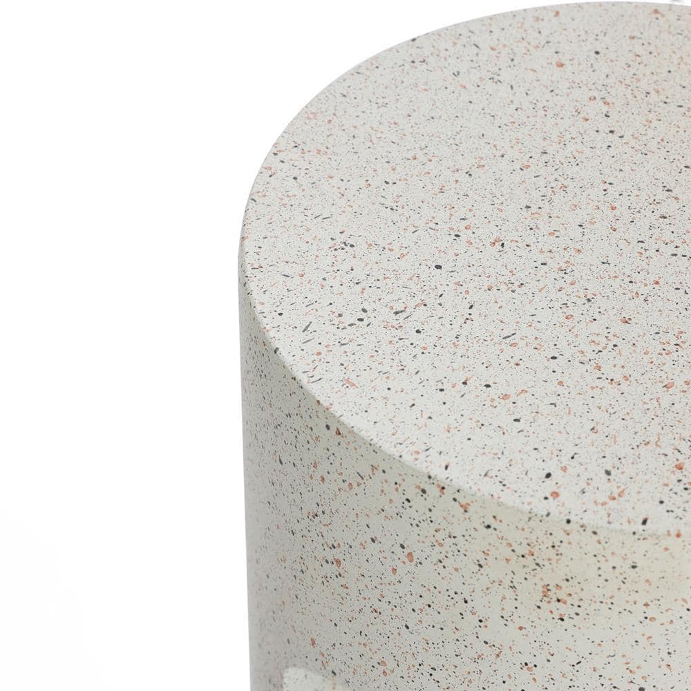 Ivory White Cement U-Shaped Outdoor Side Table