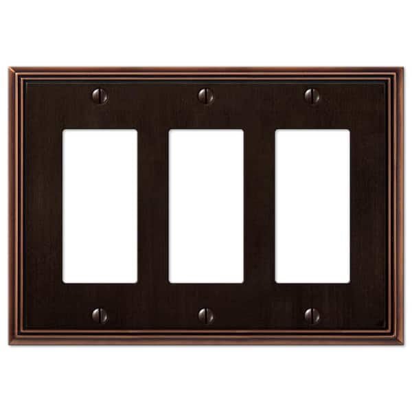 AMERELLE Rhodes 3 Gang Rocker Metal Wall Plate - Aged Bronze