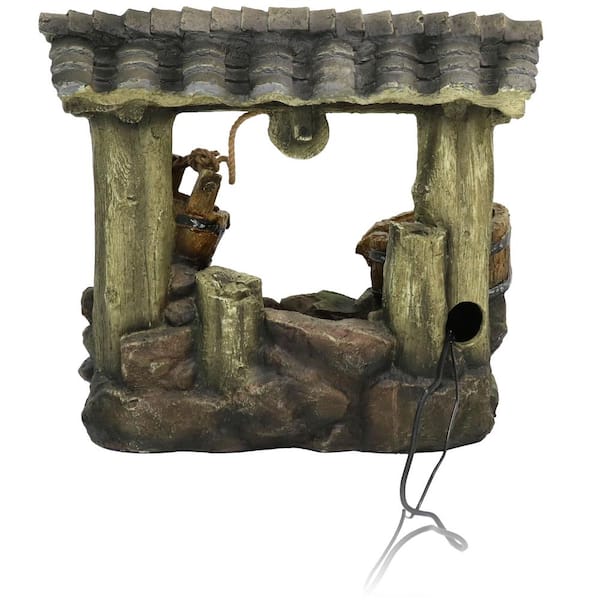 Sunnydaze Decor 25 In Enchanted Wishing Well Outdoor Water Fountain With Led Lights Qc 831 The Home Depot