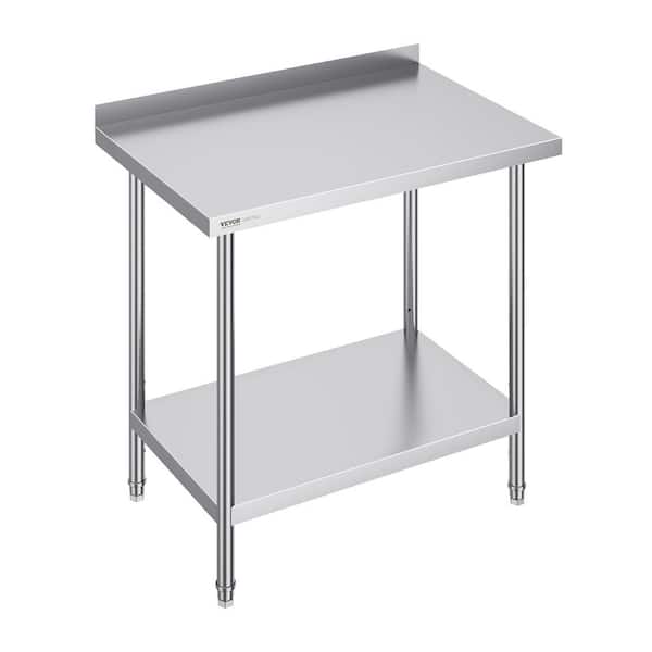 VEVOR 24 x 36 x 36 In. Stainless Steel Commercial Kitchen Prep Table Metal Worktable with Adjustable Height for Restaurant
