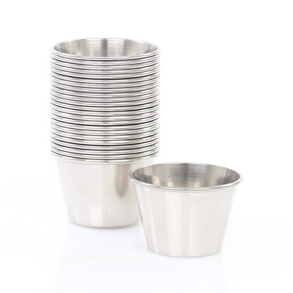 2.5 oz Stainless Steel Condiment Servers 4-Cups(Set of 2)