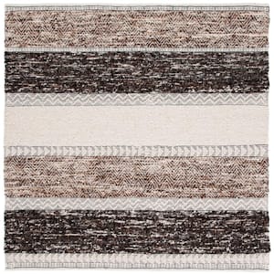 Natura Brown/Ivory 6 ft. x 6 ft. Chevron Striped Square Area Rug