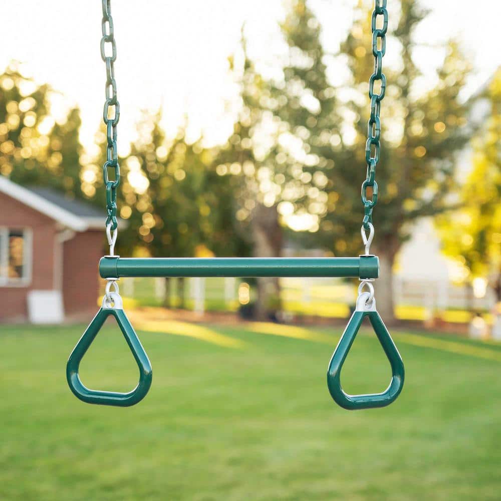 Lifetime Green and Brown Metal Swing Set with Slide and Climbing Wall