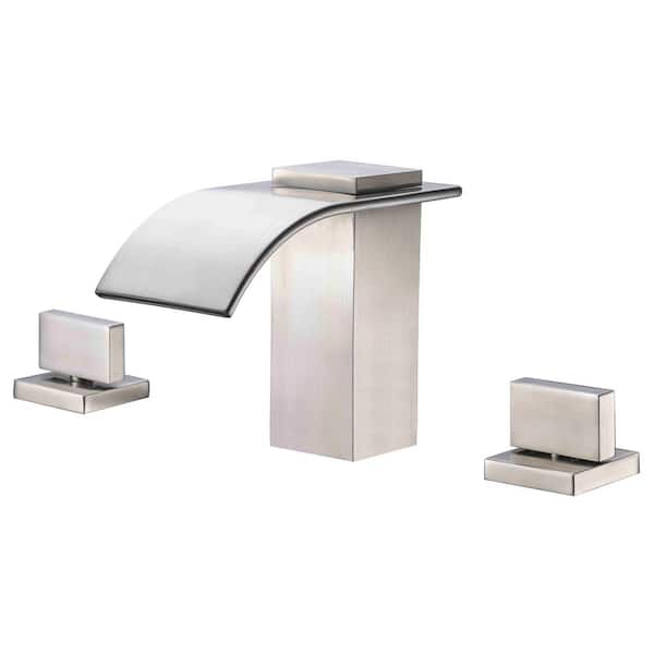 SUMERAIN Waterfall Double Handle Tub Deck Mount Roman Tub Faucet with Valve in Matte Black