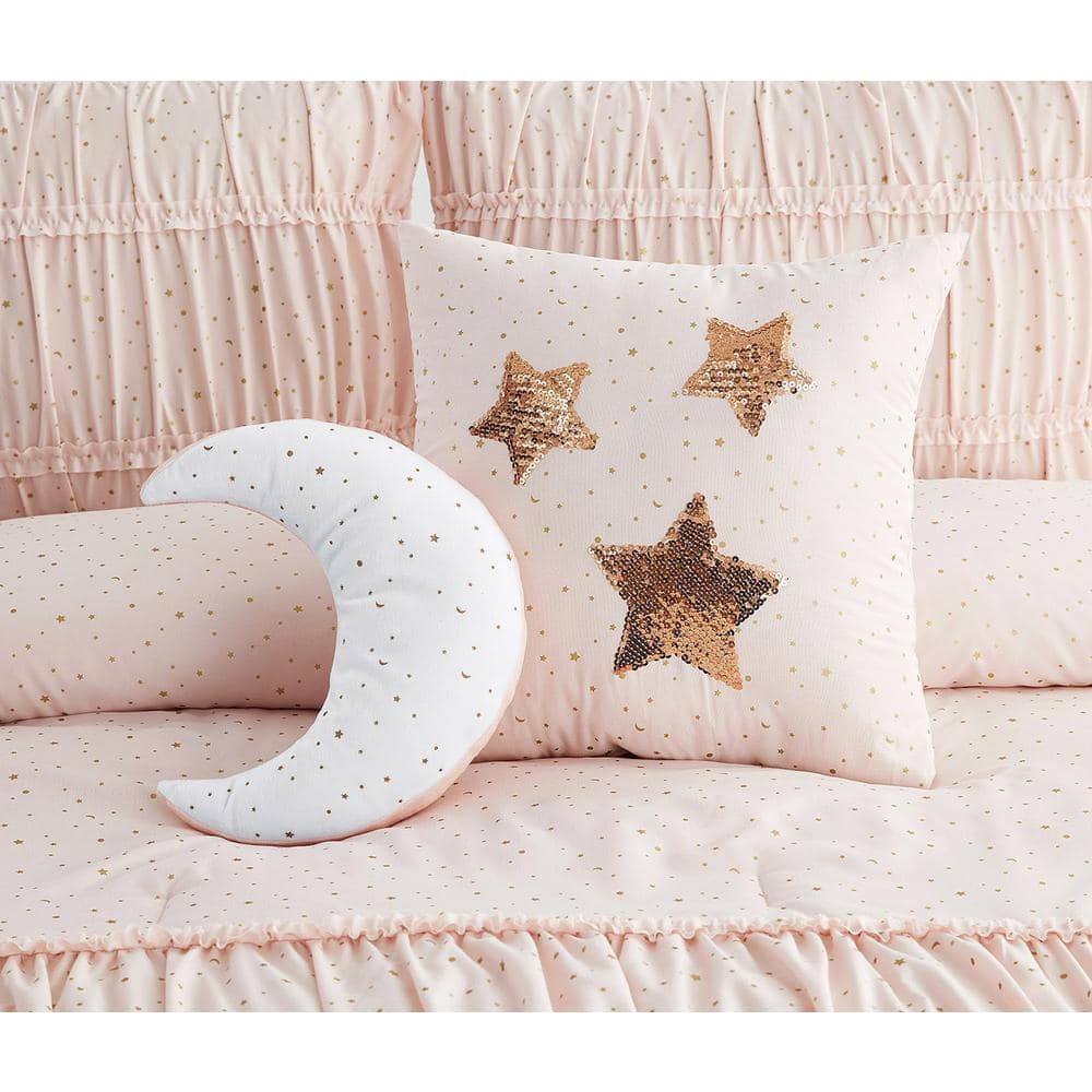 Blush Microfiber Twin Comforter Set with Decorative Pillows