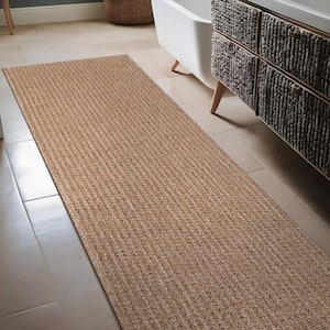 Natural 2 ft. x 7 ft. Wooly Easy Jute Washable Indoor Outdoor Area Rug