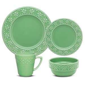 Mendi Green 16-Piece Casual Green Earthenware Dinnerware Set (Service for 4)