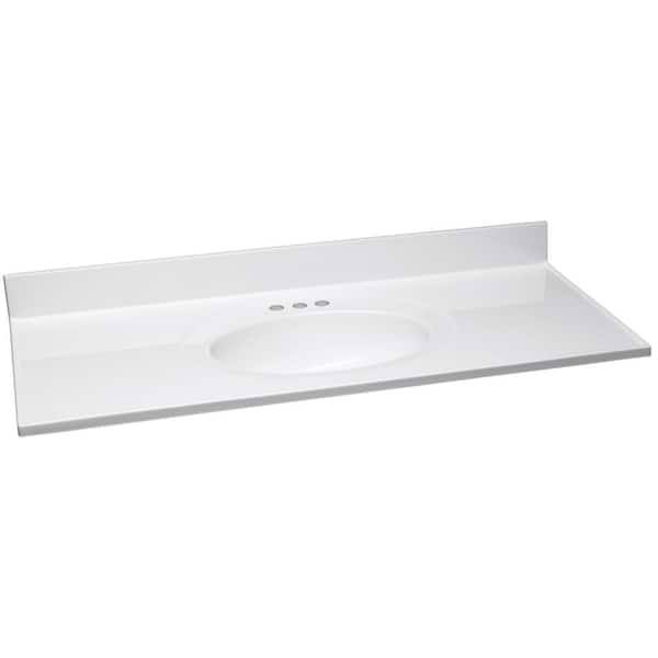 Design House 49 in. W Cultured Marble Vanity Top in White with Solid White Bowl