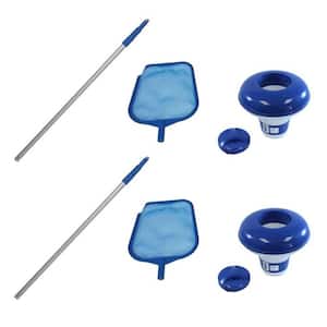Cleaning Maintenance Swimming Pool Kit with Vacuum Skimmer and Pole (2-Pack)