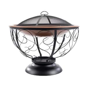 29 in. Round Steel Wood Fire Pit with Porcelain Bowl
