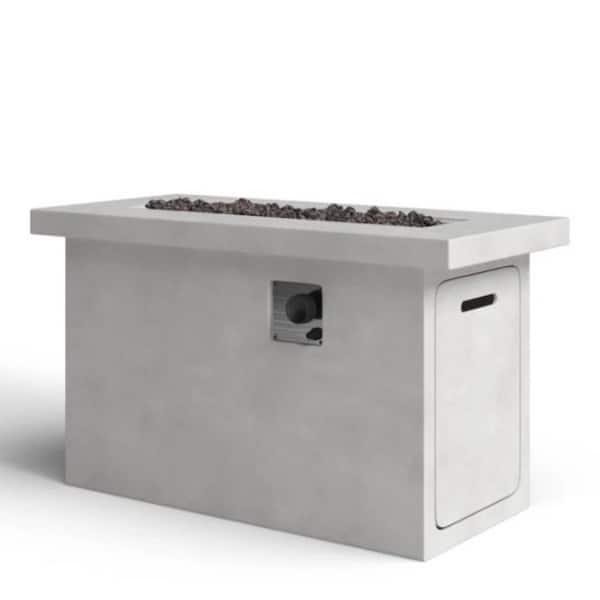 Mondawe 42 in. W 50,000 BTU Rectangle Reinforced Concrete Outdoor Propane Gas Fire Pit Table in Gray