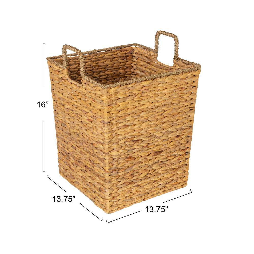 Natural Handwoven Seagrass and Water Hyacinth Basket with Handles