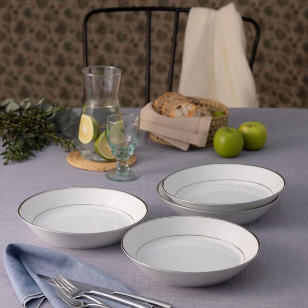 Noritake Spectrum 9.75 in., 43 oz. (Platinum) Porcelain Coupe Dinner Bowls, Set of 4