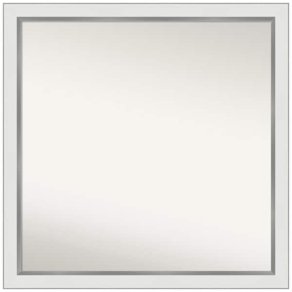 Amanti Art Eva White Silver Narrow 29 in. W x 29 in. H Non-Beveled Bathroom Wall Mirror in Silver, White
