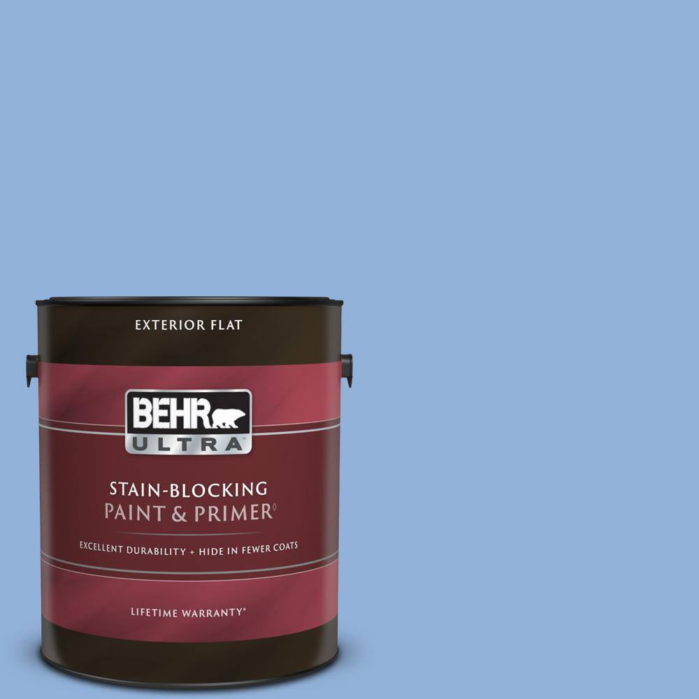 BEHR ULTRA 1 gal. 580B5 Cornflower Blue Flat Exterior Paint & Primer