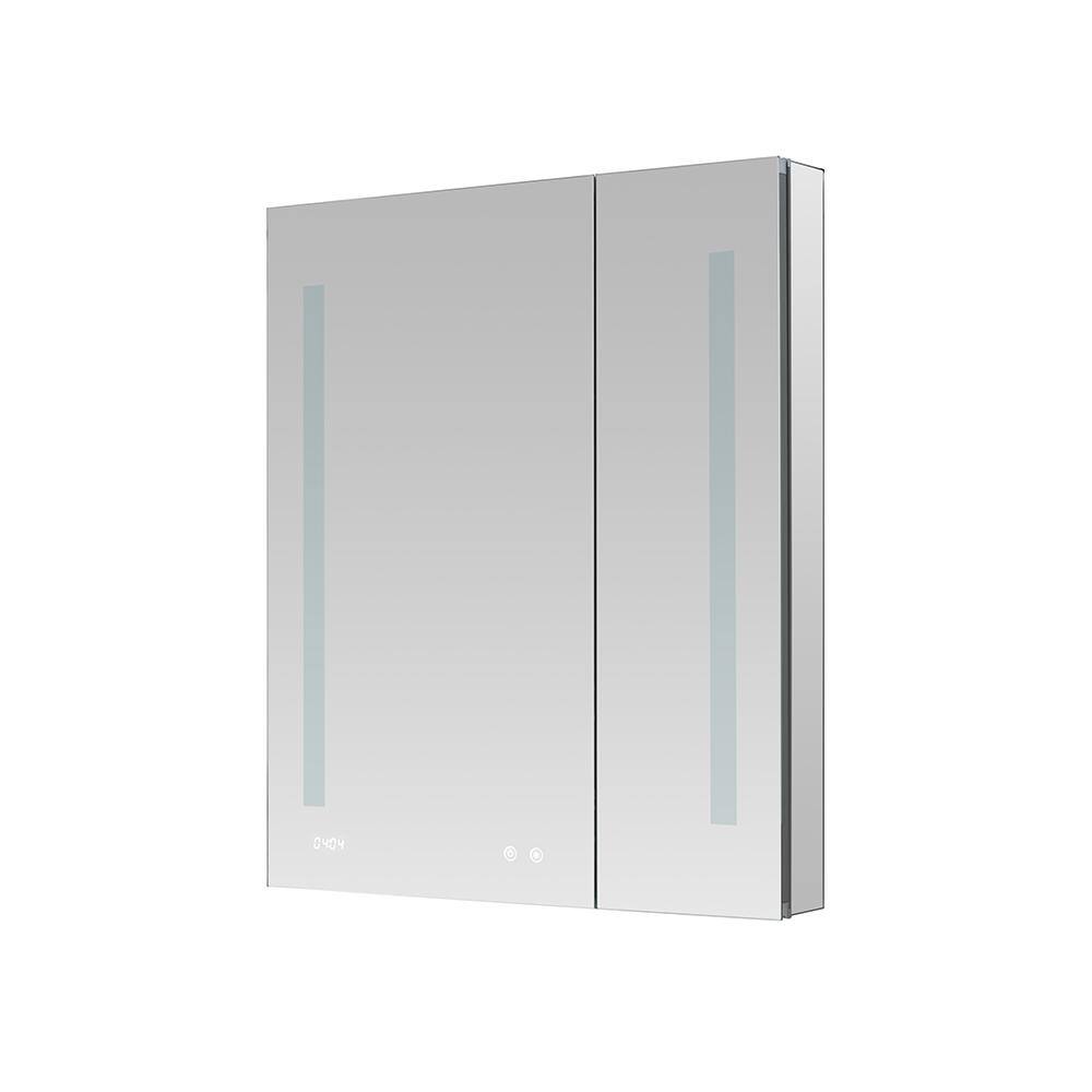 Signature Royale Aluminum LED Medicine Cabinet with Defogger and Clock