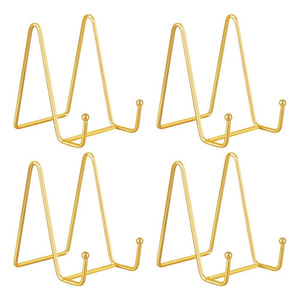 4 in. Display Stands Gold Plate Metal Frame Holder Stand for Photo Easel and Artistic Work Display Stand (4-Pack)