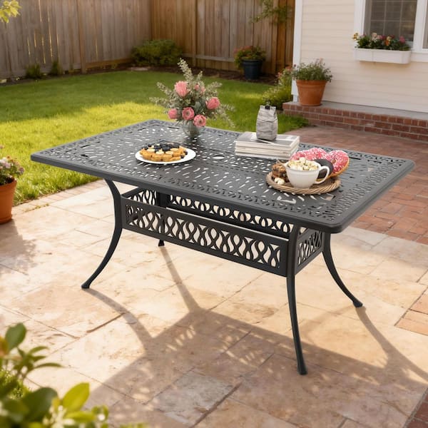 58.27 in. W x 34.65 in. D Cast Aluminum Rectangle Outdoor Patio