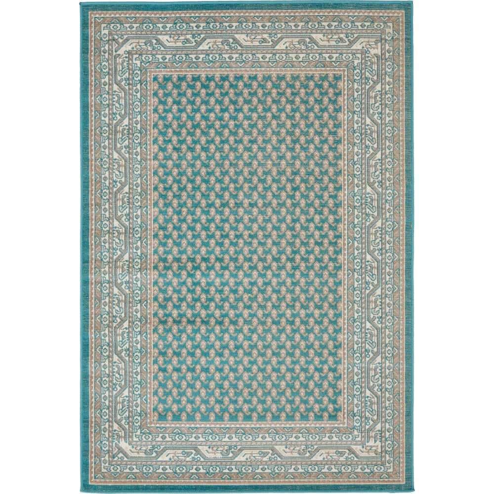 Unique Loom Williamsburg Allover Teal 4' 0 x 6' 0 Area Rug 3129525