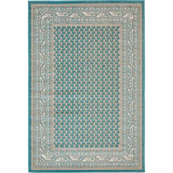 Unique Loom Williamsburg Allover Teal 4' 0 x 6' 0 Area Rug