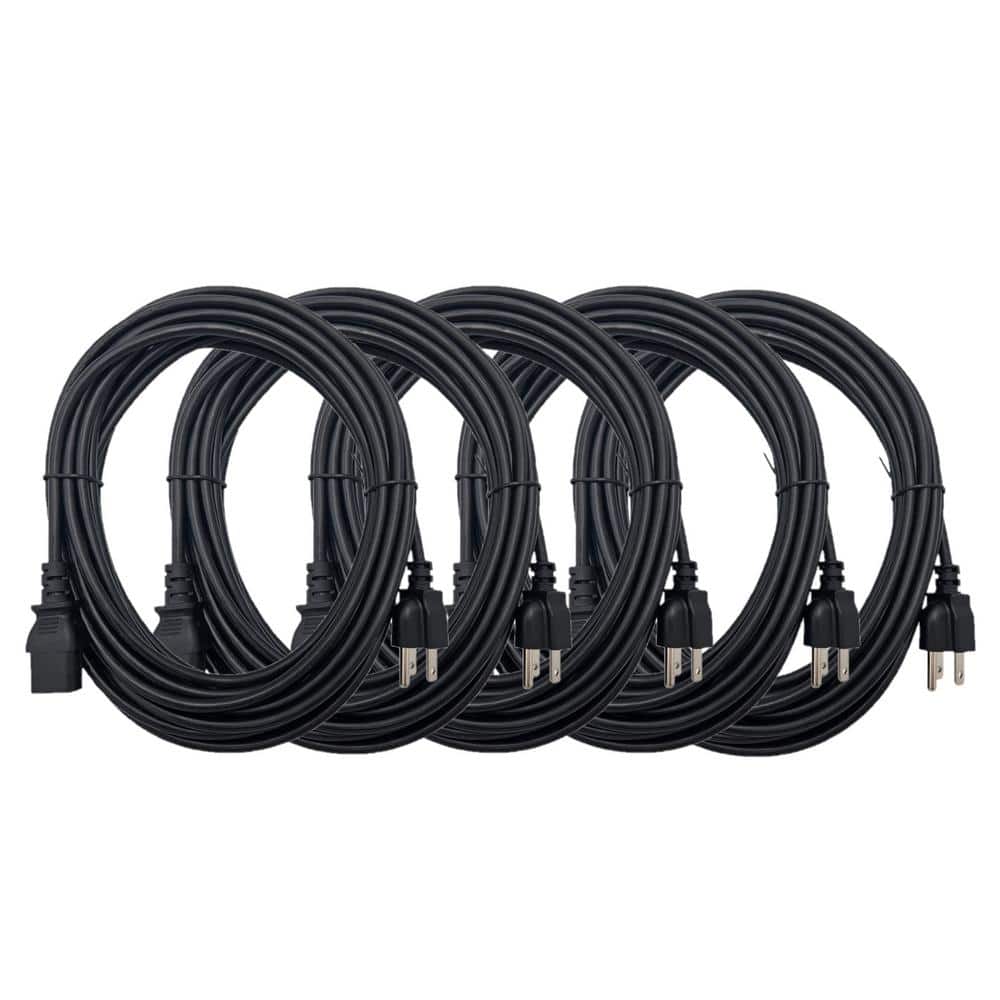 3 ft. 18/3 Indoor Universal AC Power Cord (NEMA 5-15P to C13) Black (5-Pack) price history on PriceWatchPro