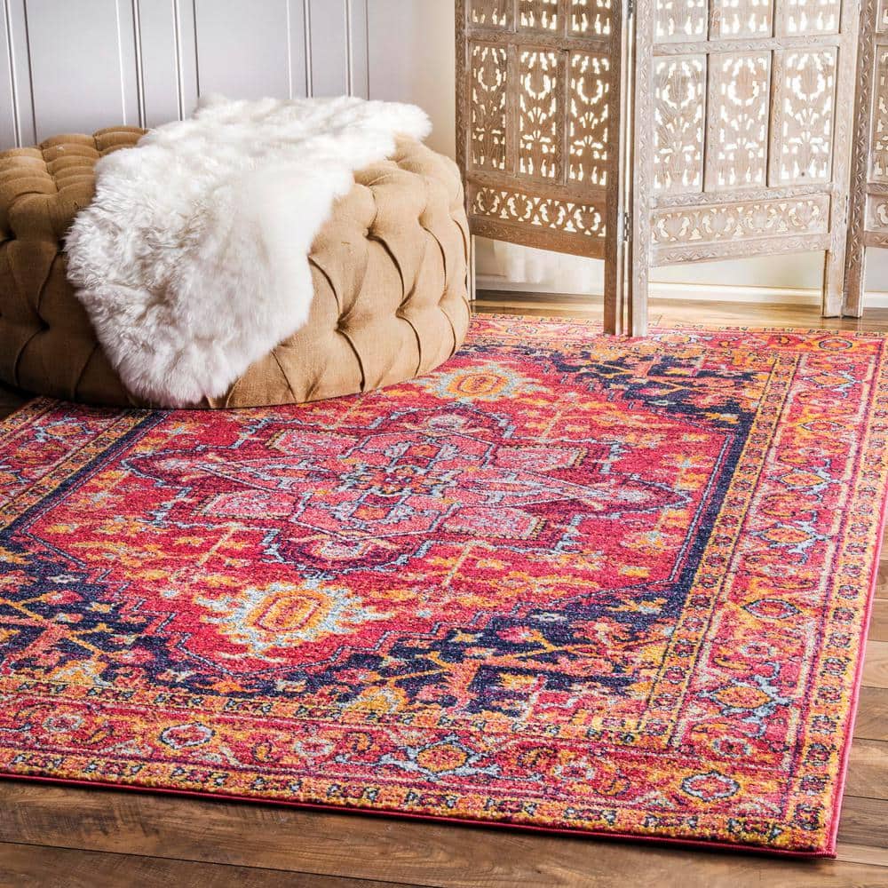Vonda Pink Persian Medallion 5' x 7' Synthetic Rug