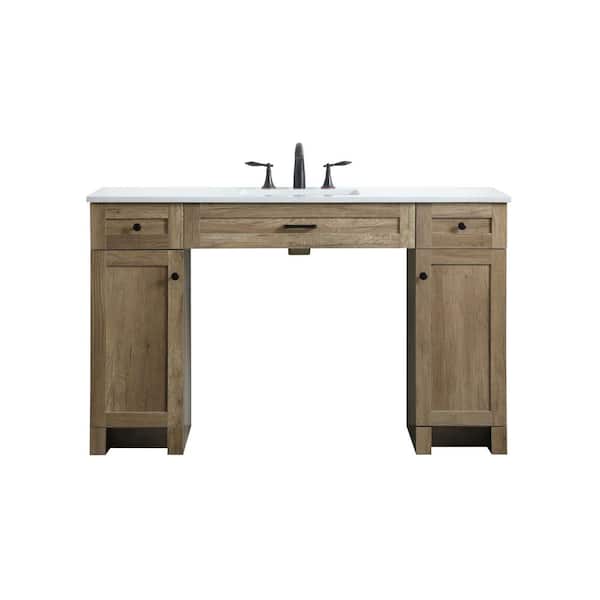 54 in. W x 19 in. D x 34 in. H ADA Bath Vanity in Natural Oak with White Engineered Marble Top