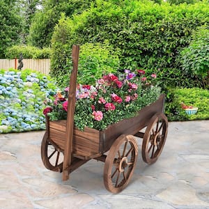 29.5 in. W x 12 in. D Wagon Shape Wood Plant Raised Bed, Flower Display