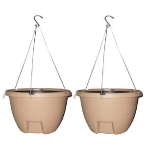 The Weekender 16 in. Sand Polypropylene Hanging Self-Watering Planter (2-Pack)