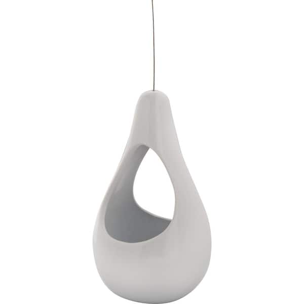 Pride Garden Products Live Green Nidos 4 in. White Ceramic Hanging Tall Pear Planter