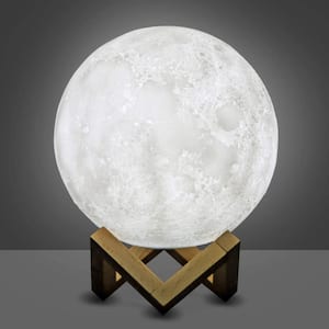 5.9 in. Tall 0.7-Watt Maximum LED Night Light 3D Star Moon Lamp, Remote and Touch Control USB Rechargeable