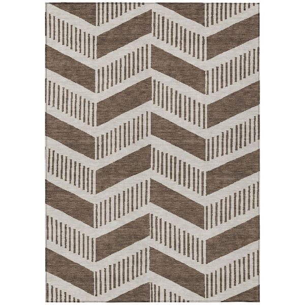 Chantille Machine Washable Indoor/Outdoor Abstract ACN2910 Coffee 10 ft. x 14 ft. Area Rug
