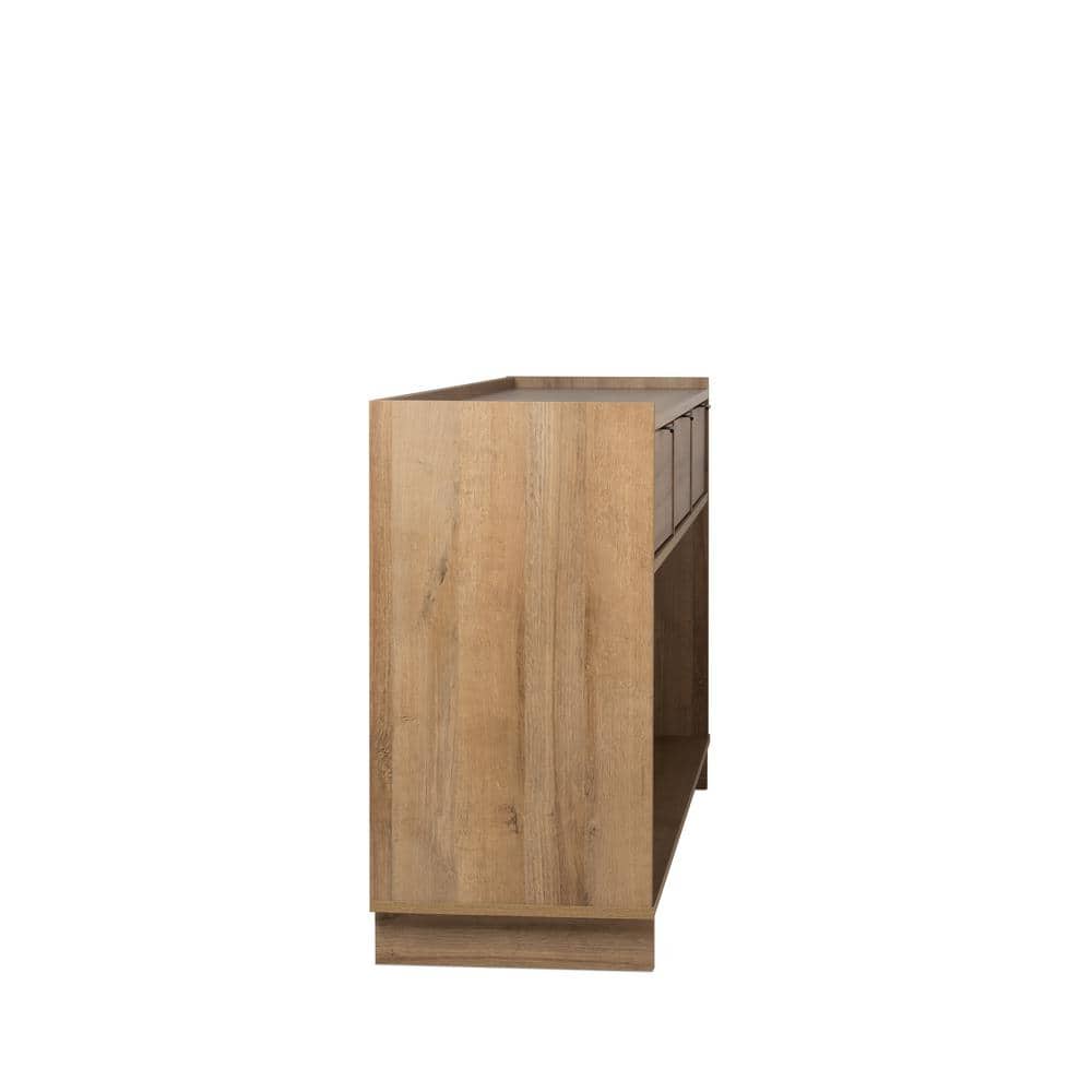 Natural Oak Modern Wood Console Table with Storage Drawers