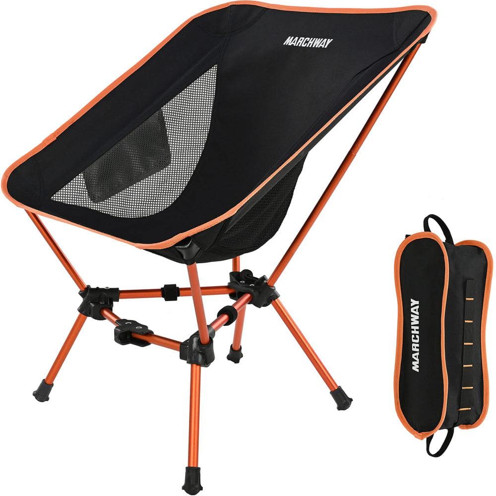 Orange Lightweight Aluminum Folding Camping Chair with Storage Bag