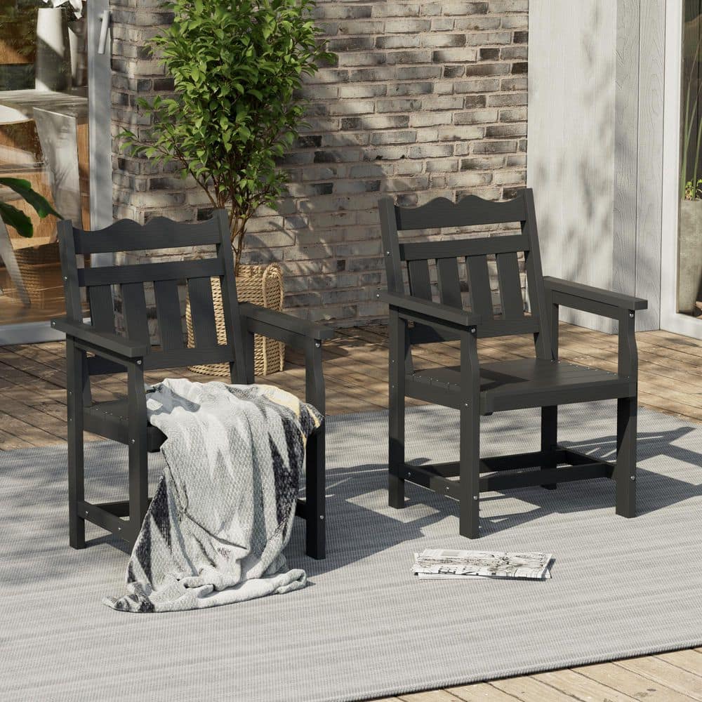Sonkuki Heavy‑Duty HIPS Outdoor Dining Chairs, Plastic Adirondack