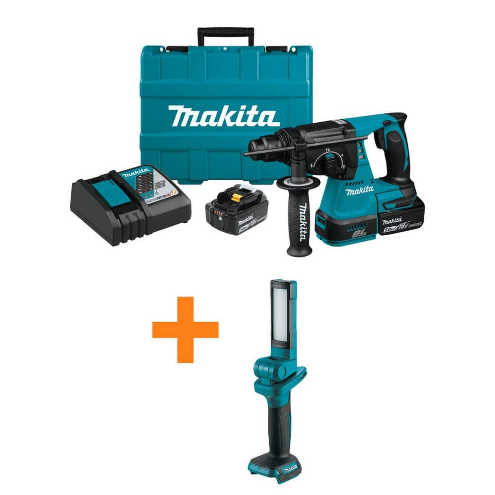 Makita 18V LXT Lithium-Ion in. Brushless Cordless SDS-Plus Rotary Hammer  Kit with bonus 18V LXT Cordless 18 LED Flashlight XRH01T-DML816 The Home  Depot
