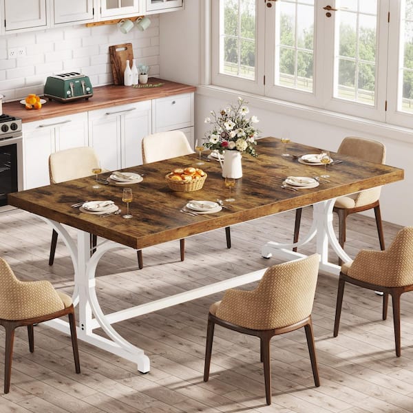 BYBLIGHT Roesler Modern Brown Wooden Dining Table