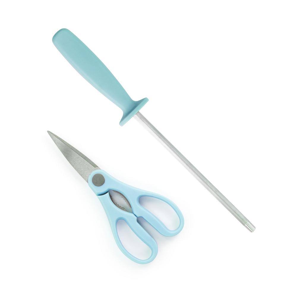 Oster Steffen 14 Piece Blue Stainless Steel Cutlery Set with Block