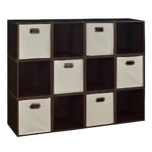 39 in. H x 52 in. W x 13 in. D Brown Wood 18-Cube Organizer