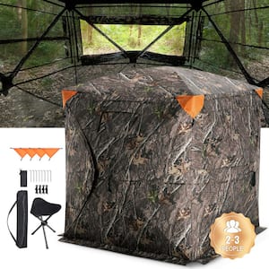 Hunting Blind, 270-Degree See Through Ground Blind, 2-3 Person Pop Up Deer Blind for Hunting with Carrying Bag, Portable