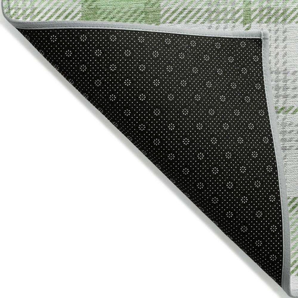 Mint Plaid Rectangular Machine-Washable Synthetic Rug 46" x 30"